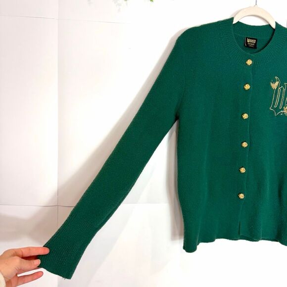 Wicked Paul Tazewell Sweater S Emerald Green Gold Embroidered Cardigan Elphaba - Picture 10 of 10